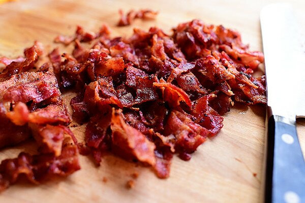 Паста с грах и бекон - стъпка по стъпка в снимки